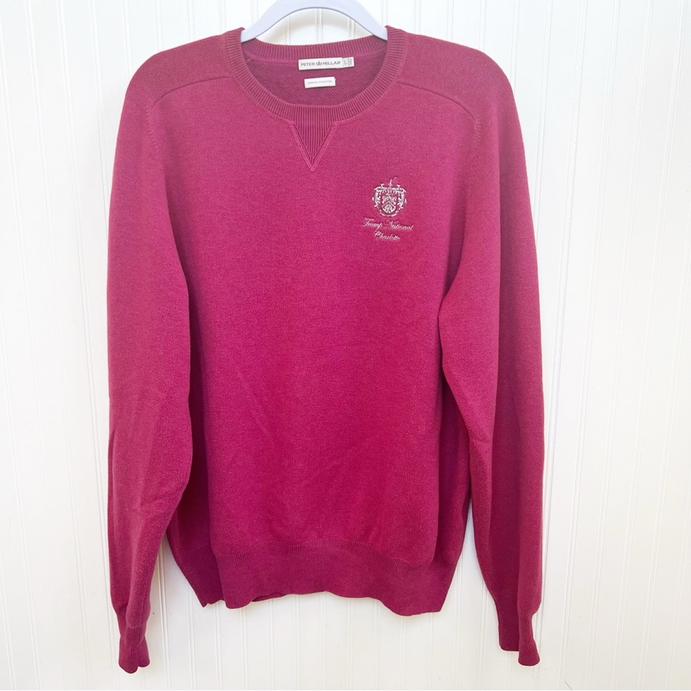 Peter Millar Cranberry Pink Custom Embroidered Wool & Cotton Crewneck Sweater
